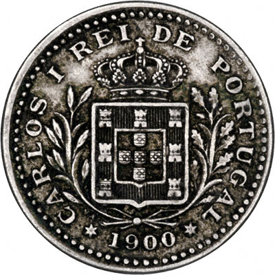 Obverse of 1900 Portuguese 50 Ries