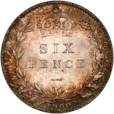 Reverse of 1900 Sixpence