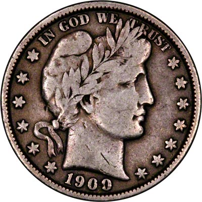 Obverse of 1900 US Barber Half Dollar