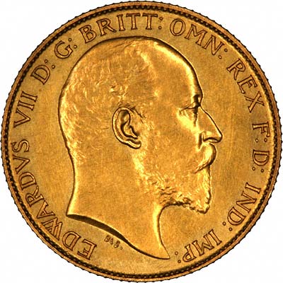 Obverse of 1902 Edward VII Half Sovereign