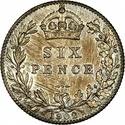 Reverse of 1902 Sixpence