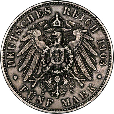 Reverse of 1903 Five Marks