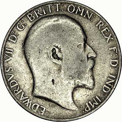 Obverse of 1905 Edward VII Florin