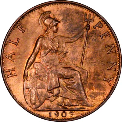 Reverse of 1907 Half Penny