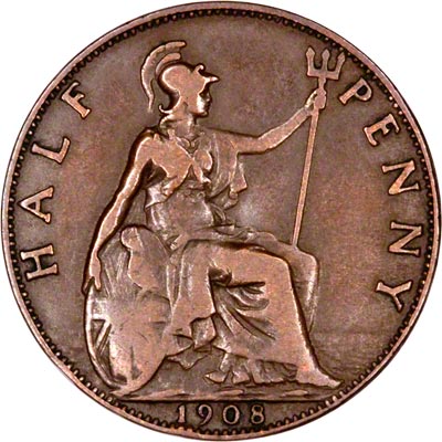 Reverse of 1908 Half Penny