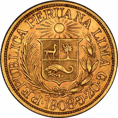 Obverse of 1908 Peruvian Half Libra