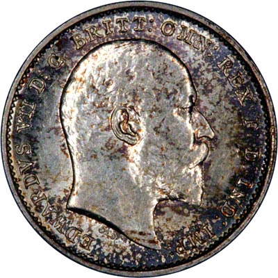 Obverse of 1909 Maundy Threepence