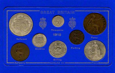 Obverse of 1910 Selected Coin Set in Presentation Card