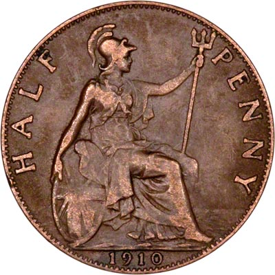 Reverse of 1910 Half Penny