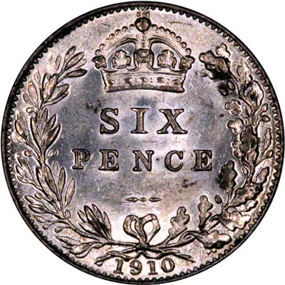 Reverse of 1910 Sixpence