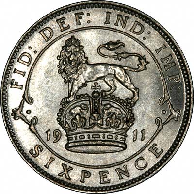 Reverse of 1911 Sixpence