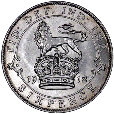 Reverse of 1912 Sixpence