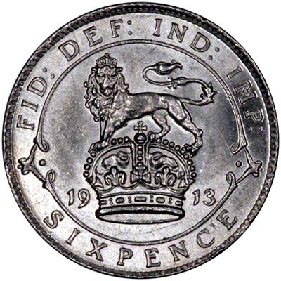 Reverse of 1913 Silver Threepence