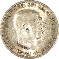 Obverse of 1915 Austrian Silver 1 Corona