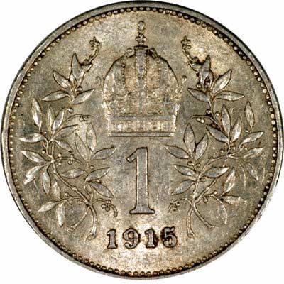 Reverse of 1915 Austrian Silver 1 Corona