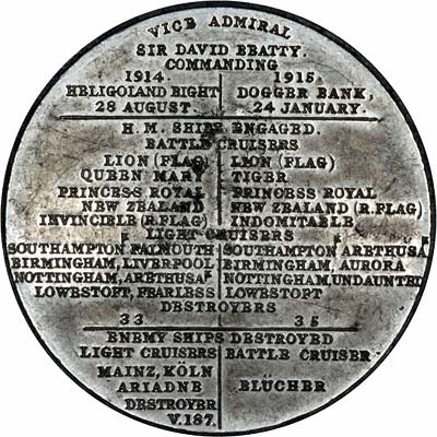 Reverse of 1916 Spink Naval Victories Medallion