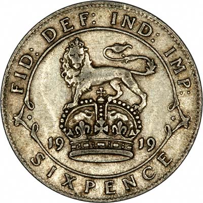 Reverse of 1919 Sixpence