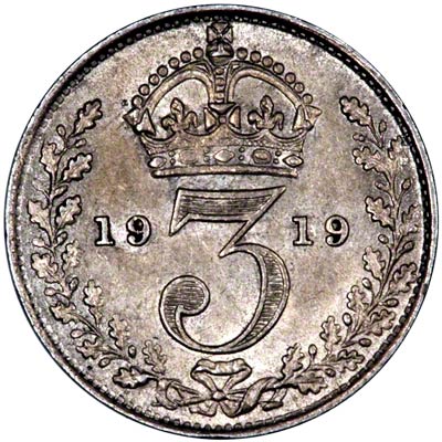 Reverse of 1943 Threepence