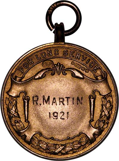 Reverse of R Martin Long Service Medal