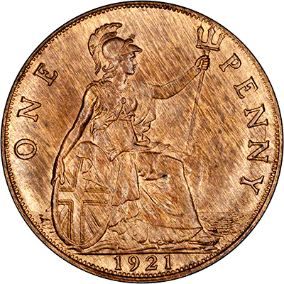 Excellent Vintage Coin 1921 GREAT BRITAIN PENNY Britain Bin #5 