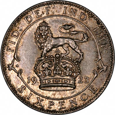 Reverse of 1923 Sixpence