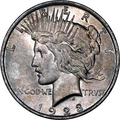 Obverse of 1924 American Peace Type Silver Dollar