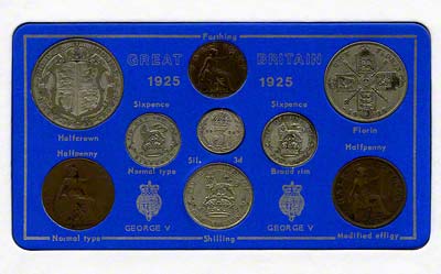 Obverse of 1925 Selected Coin Set in Presentation Card