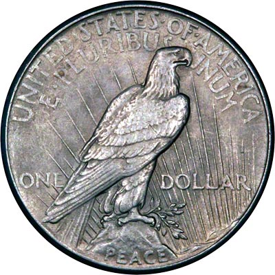 Reverse of 1925 American Peace Type Silver Dollar