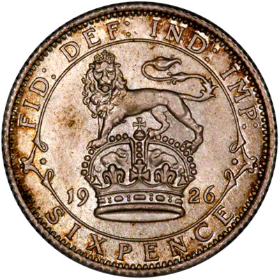 Reverse of 1926 Sixpence
