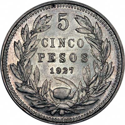 Reverse of 1927 Chilean 5 Peso
