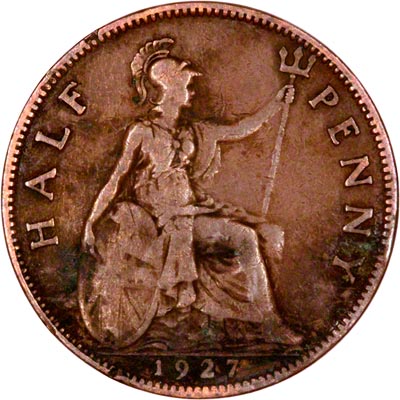 Reverse of 1927 Half Penny