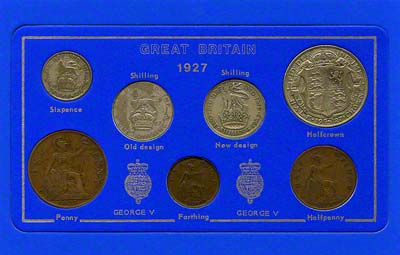 Obverse of 1927 Selected Coin Set in Presentation Card