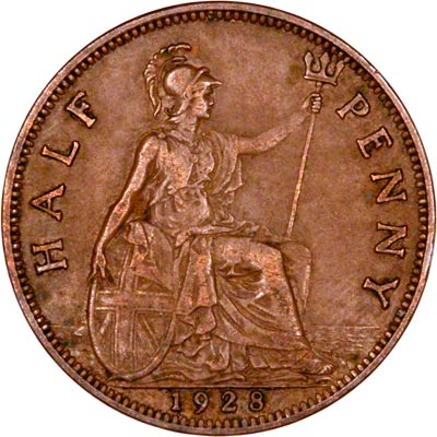 Reverse of 1928 Half Penny