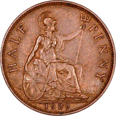 Reverse of 1929 Half Penny