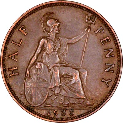 Reverse of 1930 Half Penny