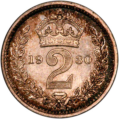 Reverse of 1930 Maundy Twopence