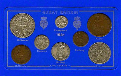 Obverse of 1931 Selected Coin Set in Presentation Card