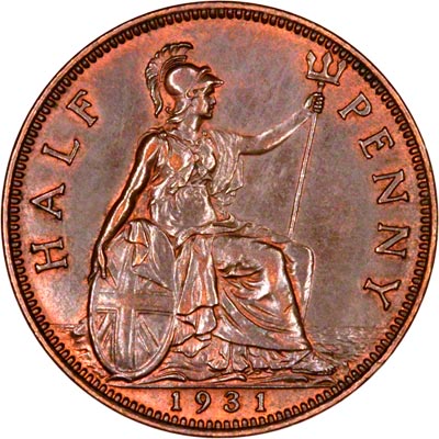 Reverse of 1931 Half Penny
