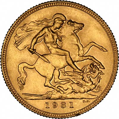 Saint George & Dragon on Reverse of 1931 Gold Sovereign