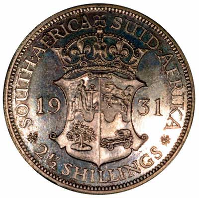 Reverse of 1931 South Africa Proof Halfcrown