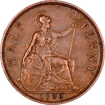 Reverse of 1933 Half Penny