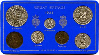 Obverse of 1933 Coin Set in Presentation Card