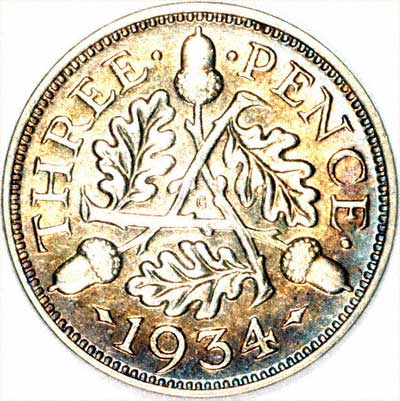 1934 Silver Threepence