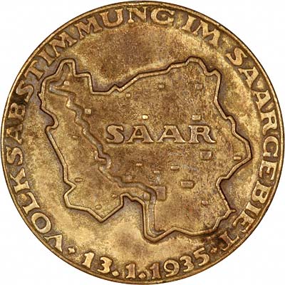 Reverse of 1935 Saar Recovery Medallion