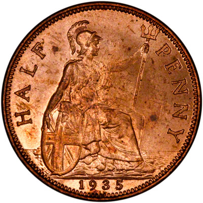 Reverse of 1935 Half Penny