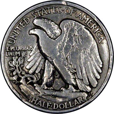 Reverse of 1935 US Walking Liberty Half Dollar