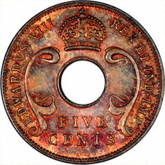 Obverse of 1936 East Africa 5 Cents