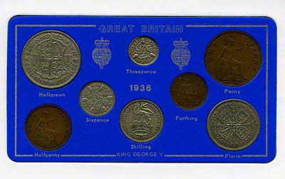 Obverse of 1936 Selected Coin Set in Presentation Card