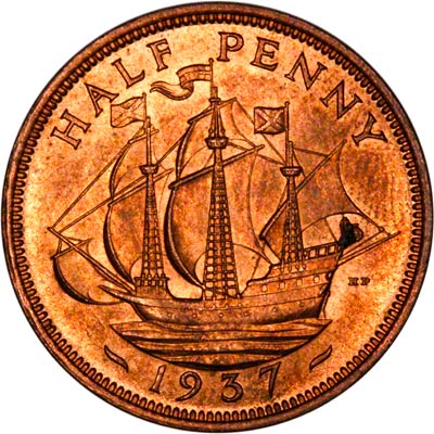 Reverse of 1937 Half Penny