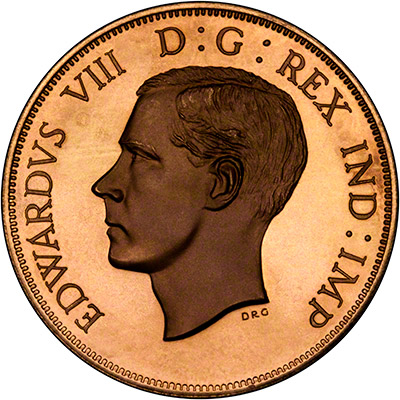 Obverse of 1937 Pattern Double Florin in Gold
